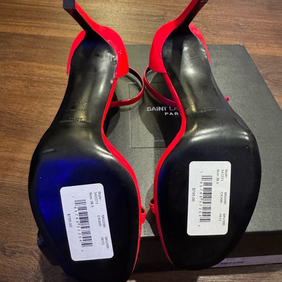 Saint Laurent NWT Vitello Vernice in Hot Pink Strappy ankle strap Heel Sandals. - Picture 6 of 14